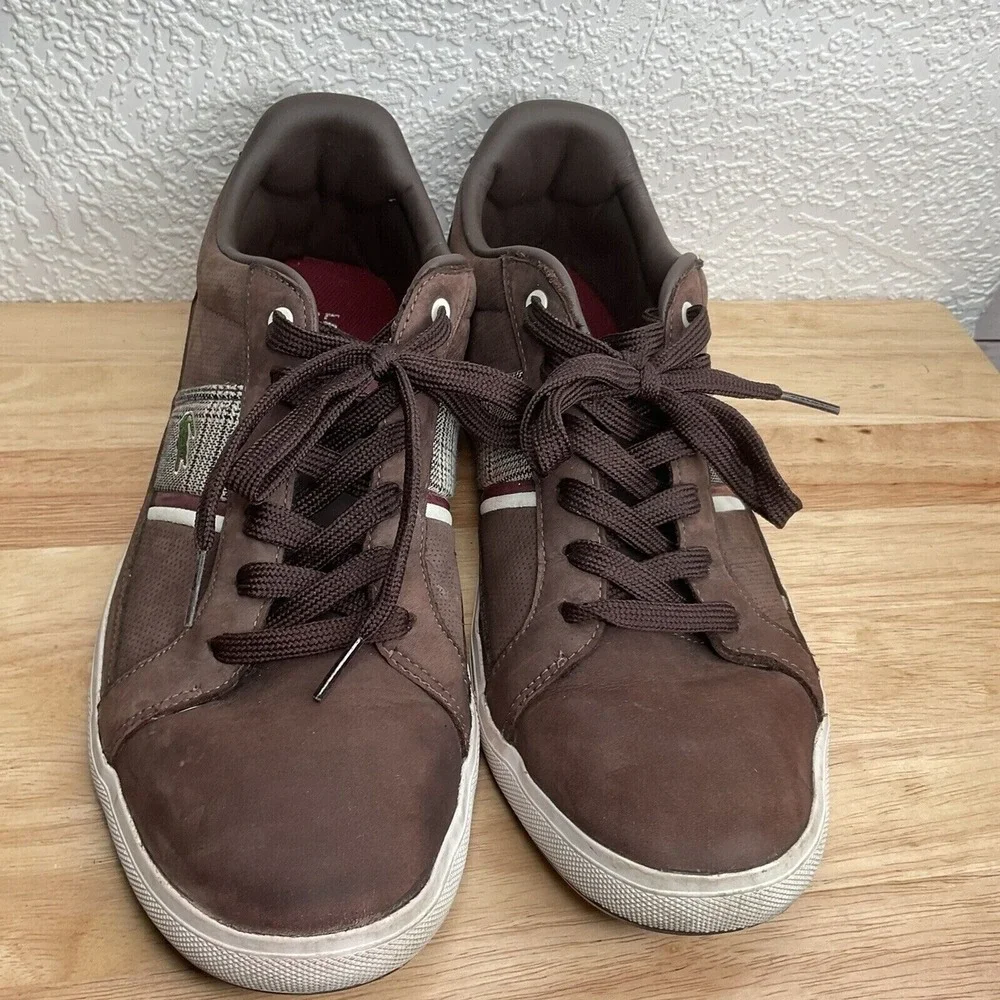 Lacoste Europa NS SPM 21233-0511‎ Brown Lace Up Sneaker Men 13 Indonesia Leather